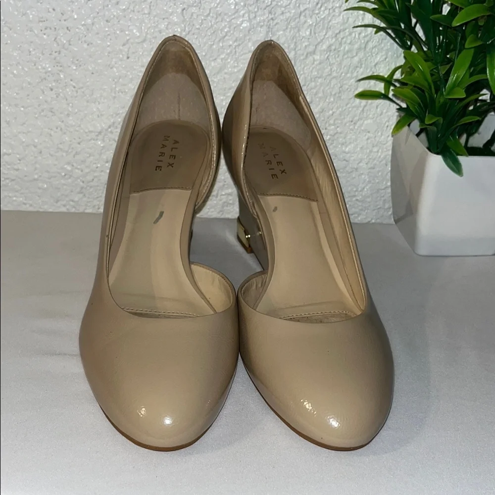 Alex Marie Tan Wedge Pumps with Rounded Toe
